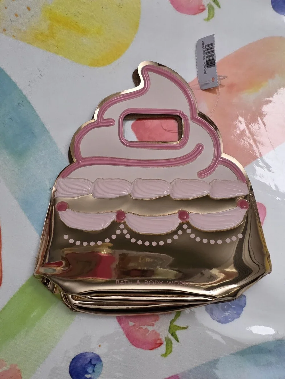 Bath Body Works Cupcake Metallic Pink Gold Mini Gift Bag NEW